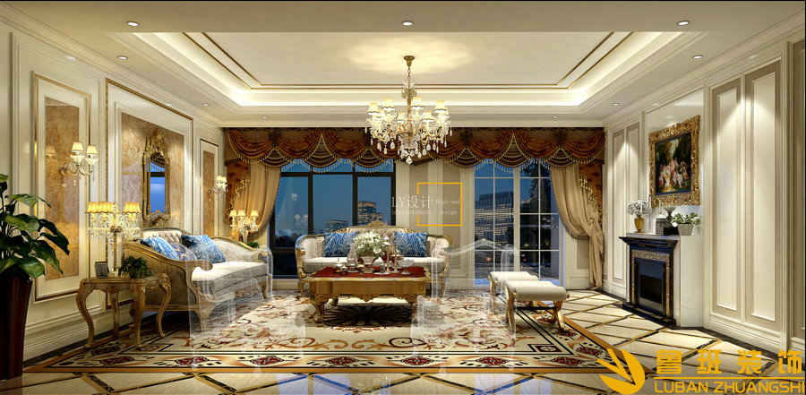 自建別墅設(shè)計裝修-340平方客廳