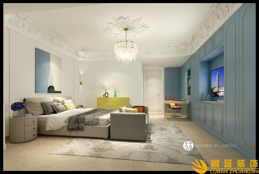 彩疊園450平現代別墅裝修設計臥室1