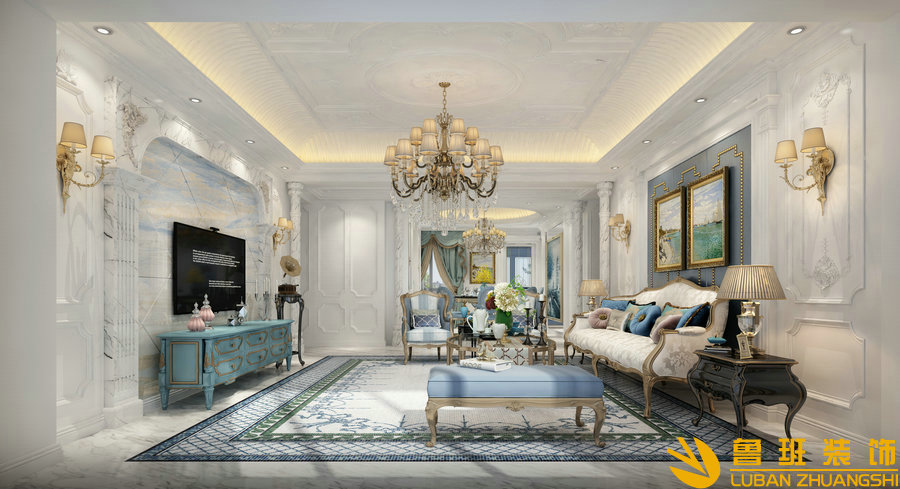 城南一號180平設(shè)計(jì)裝修客廳1