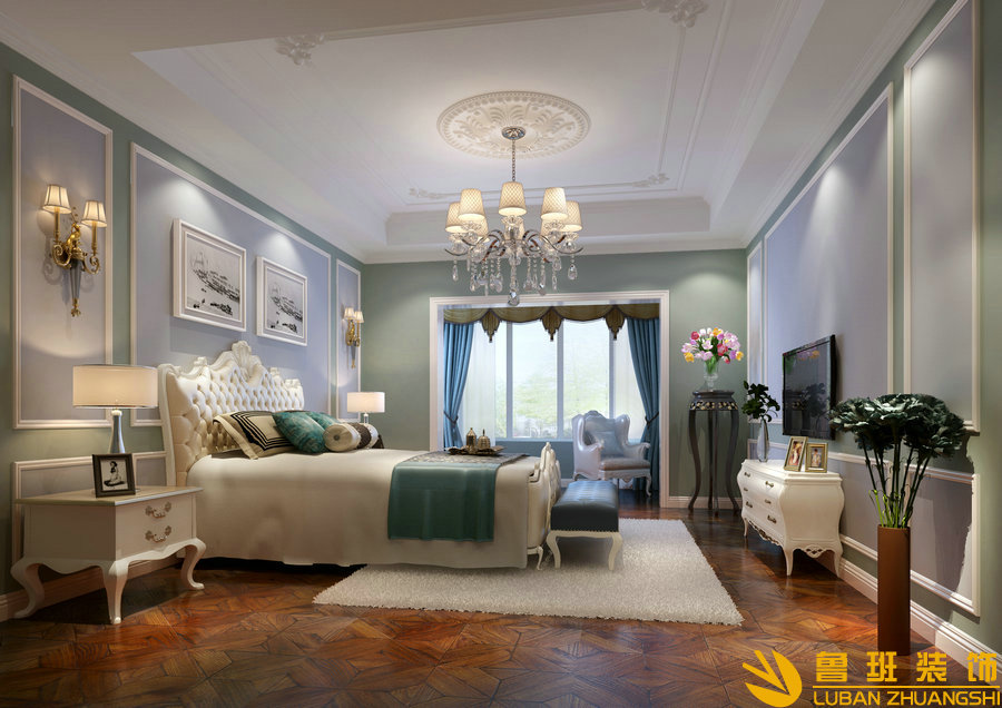 九號(hào)公館248平簡(jiǎn)歐裝修臥室