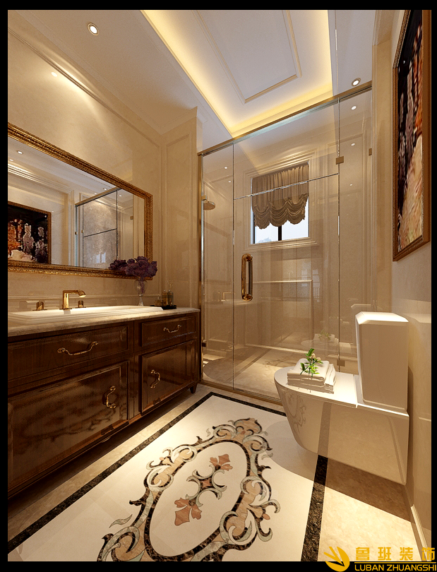 溫資華園265平美式別墅設(shè)計裝修衛(wèi)生間