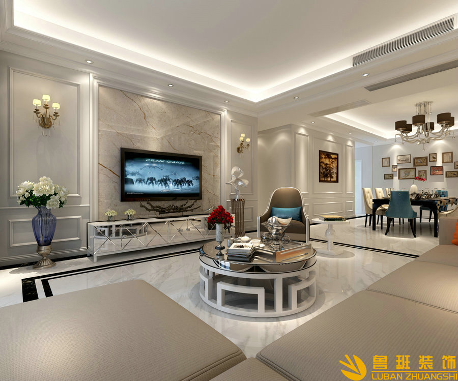 新城國際184平法式別墅設計客廳