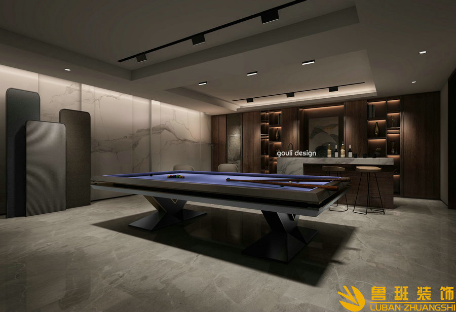 南門綠郡后現代別墅設計裝修臺球室