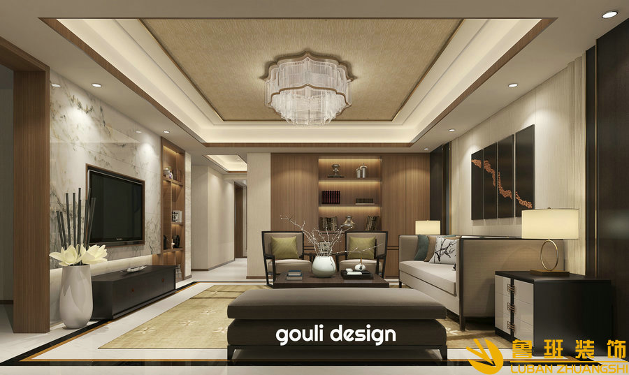 上品金沙現(xiàn)代躍層設計裝修客廳