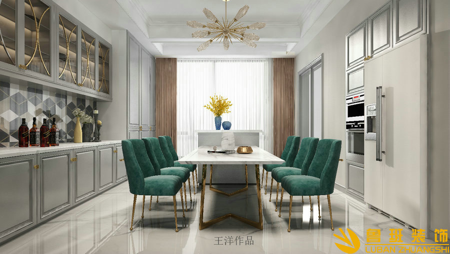 鷺湖宮八區(qū)337.5平簡歐大平層設(shè)計裝修客廳1