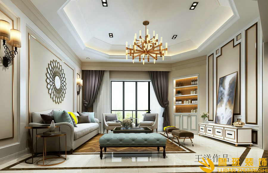 華潤翡翠城270躍層簡歐裝修設計客廳