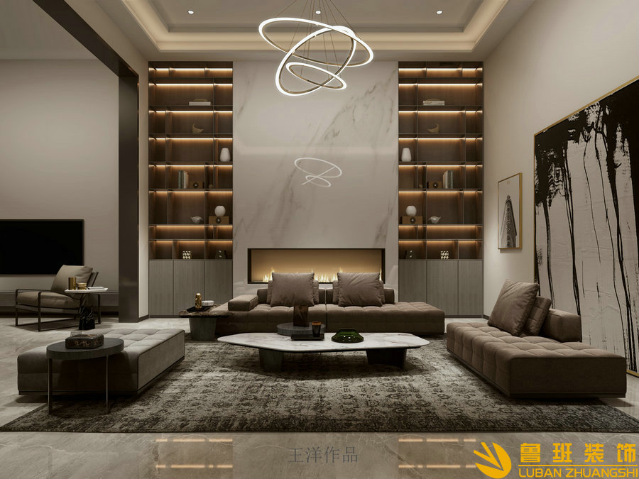 朗詩南門綠郡565平現(xiàn)代別墅設(shè)計(jì)裝修客廳