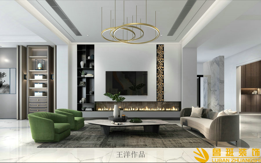 雅居樂634平簡歐別墅設(shè)計裝修客廳正面