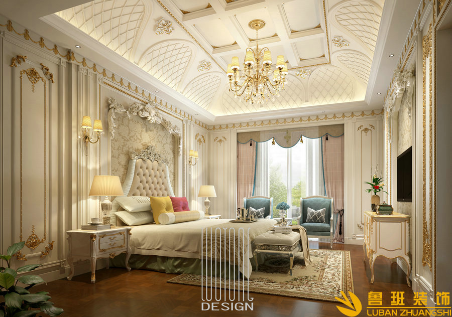 翡翠國際350平法式別墅設計裝修客廳