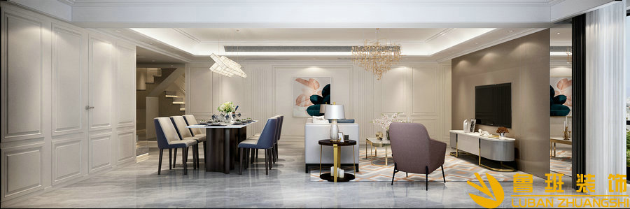 龍湖.九里晴川147平簡歐躍層設計裝修餐廳