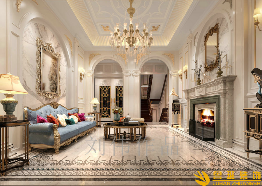 和貴南山上768法式別墅設(shè)計裝修客廳