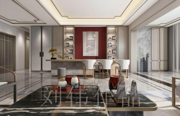 蔚藍卡地亞花園城180中式平層設計裝修