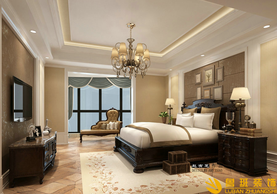 半島城邦240平簡歐設(shè)計裝修臥室