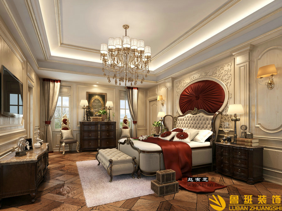 建發(fā).淺水灣600平獨(dú)棟法式別墅設(shè)計(jì)裝修臥室