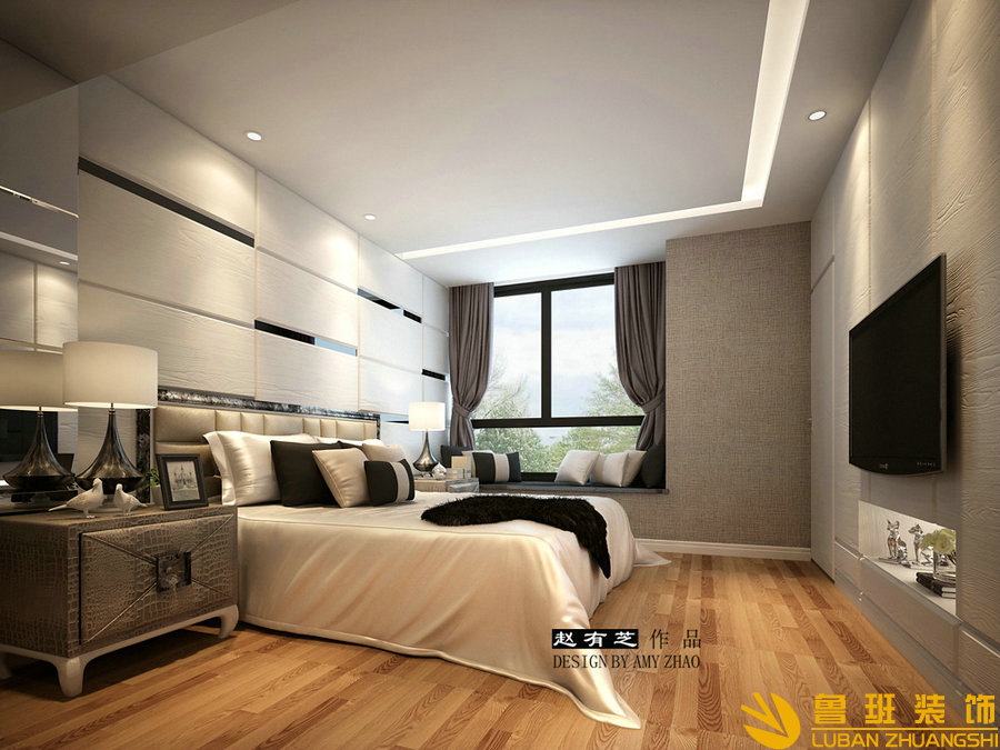 鷺島國際150平現代裝修設計臥室