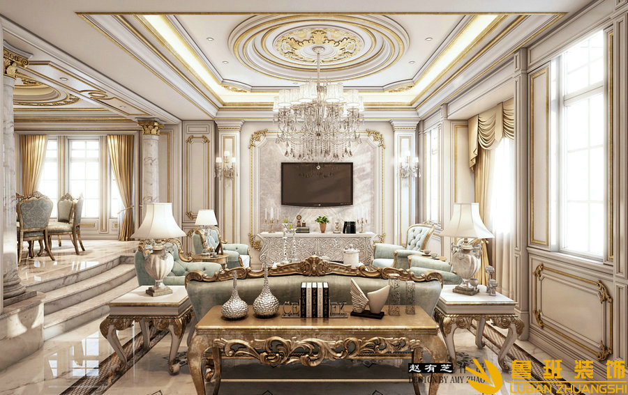 亞特蘭蒂斯500法式獨棟別墅設計裝修客廳