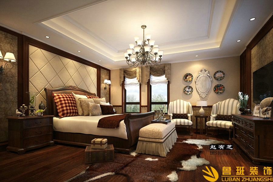 保利198蝴蝶谷380平美式別墅設計裝修臥室