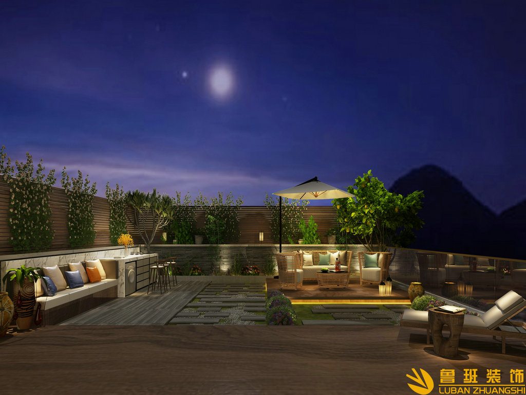 仙海湖畔293平別墅裝修設計花園