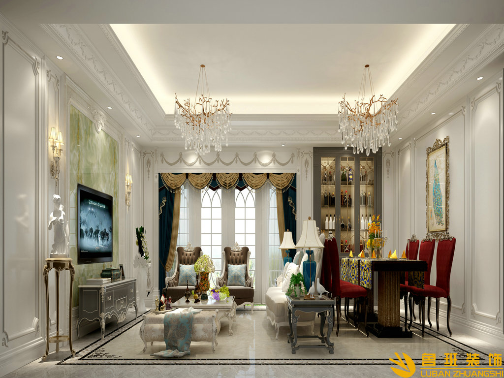 紫檀軒153平大平層裝修設計客餐廳