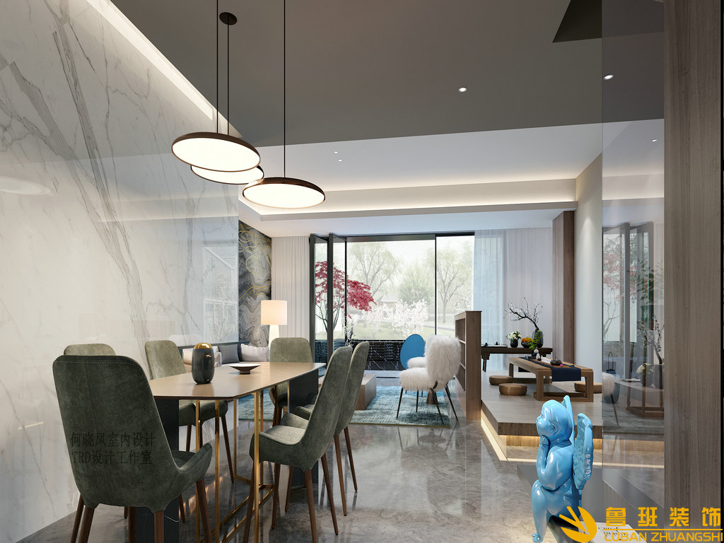 龍湖·九里晴川265平別墅裝修設計客廳