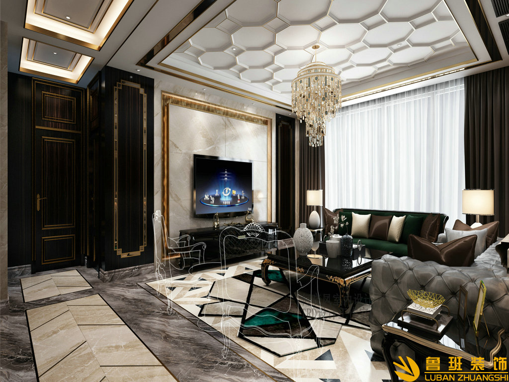 山水峨眉620平獨棟別墅裝修設計客廳