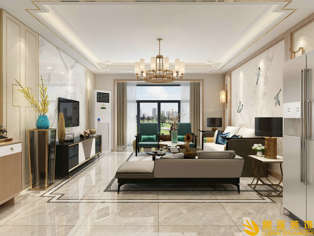 時(shí)代廣場(chǎng)130平平層裝修設(shè)計(jì)客廳