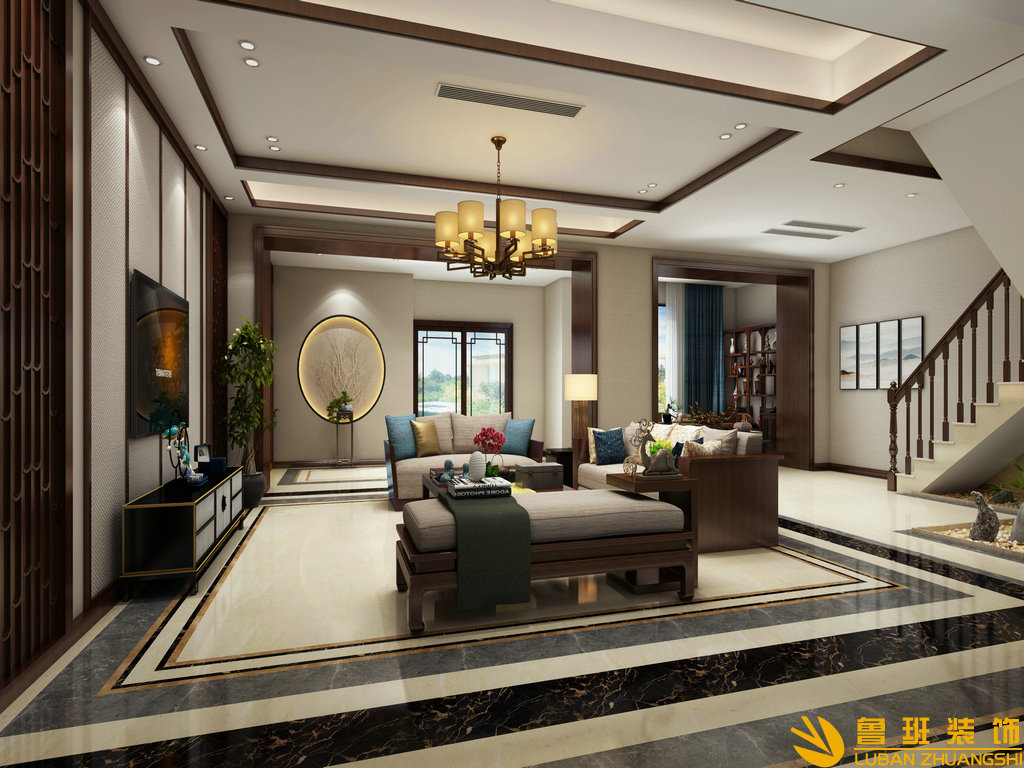 成都后花園345平別墅裝修設(shè)計客廳