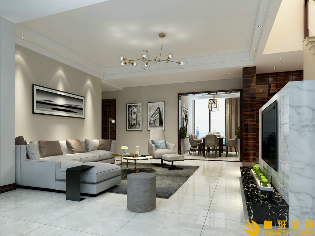 琥珀庭院320平別墅現代裝修設計客廳