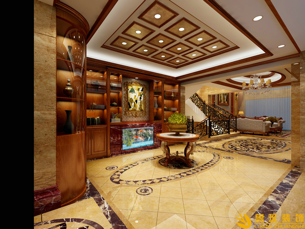 華僑城東岸345平美式裝修設計門廳