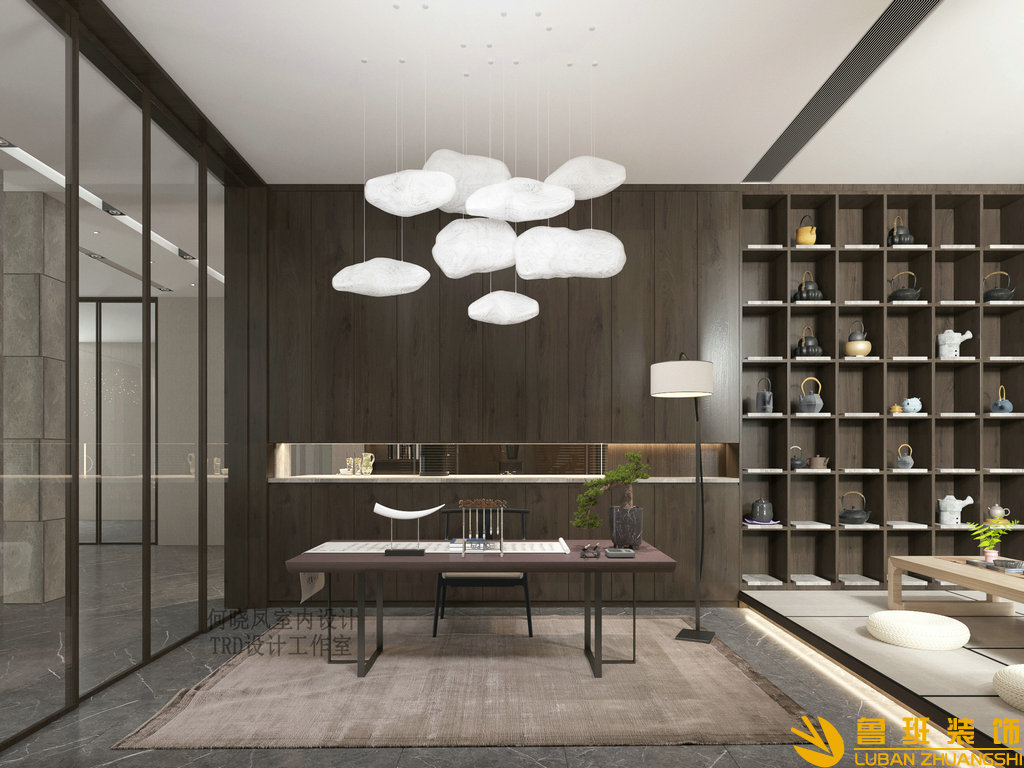 山水峨眉1400平大別墅裝修設(shè)計(jì)茶室