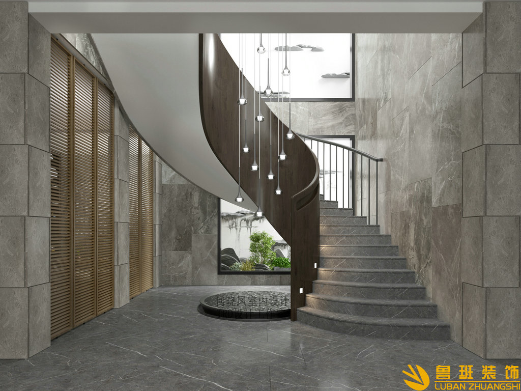 山水峨眉1400平大別墅裝修設(shè)計(jì)樓梯