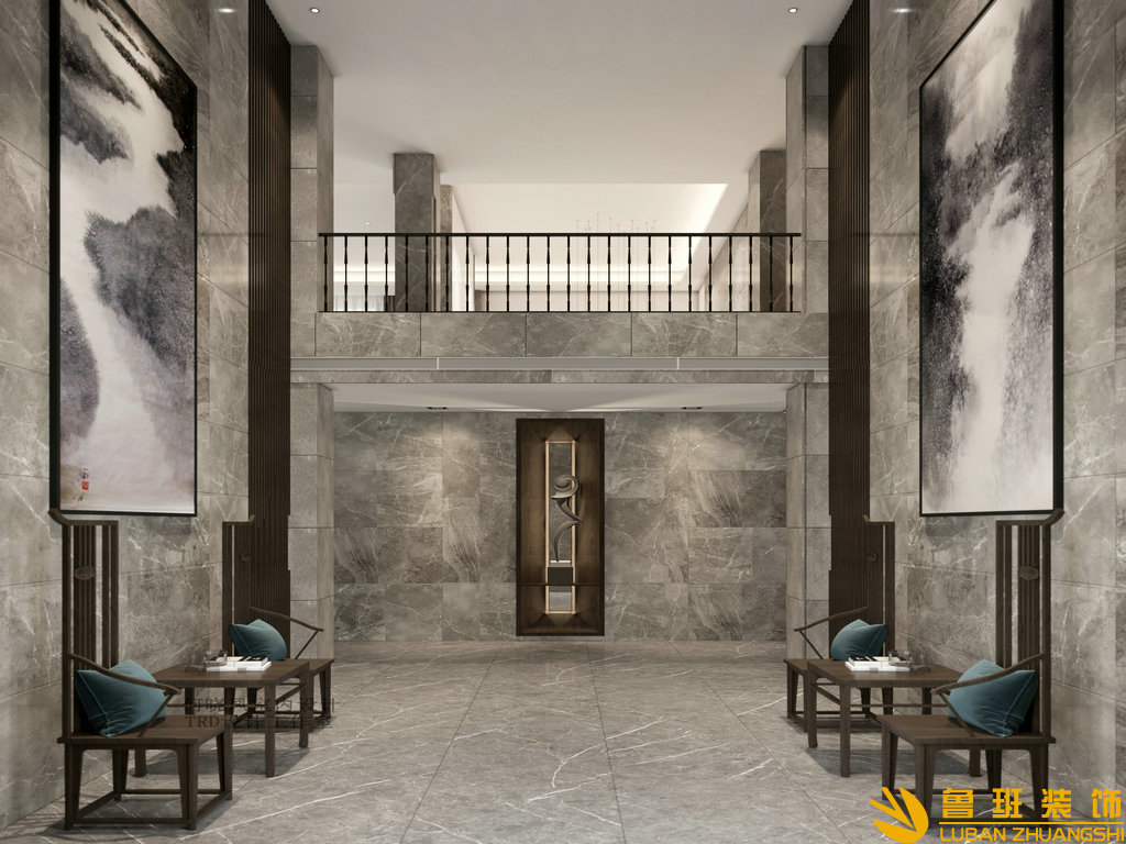 山水峨眉1400平大別墅裝修設(shè)計(jì)門廳1: