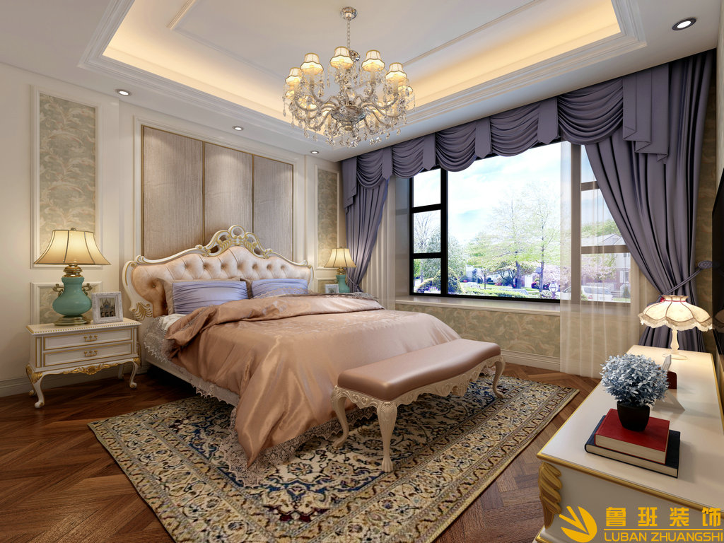 龍湖紫宸120平簡(jiǎn)歐裝修設(shè)計(jì)臥室