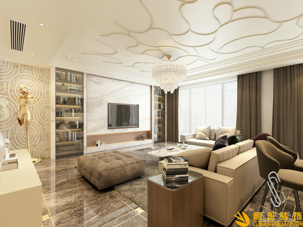 龍湖世紀峰景385平別墅裝修設計客廳