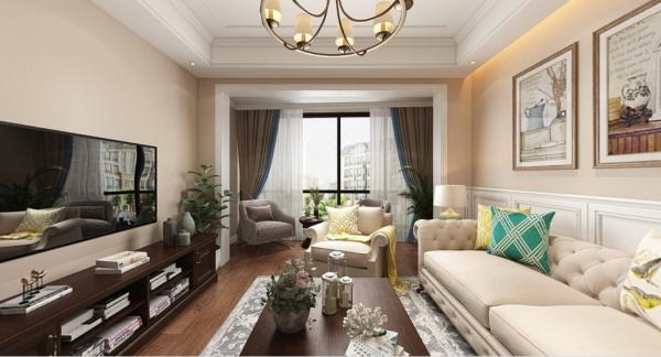 成都中環風景98平美式裝修設計