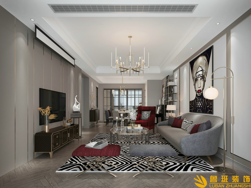 藍(lán)光公園悅府145平輕奢設(shè)計(jì)裝修客廳