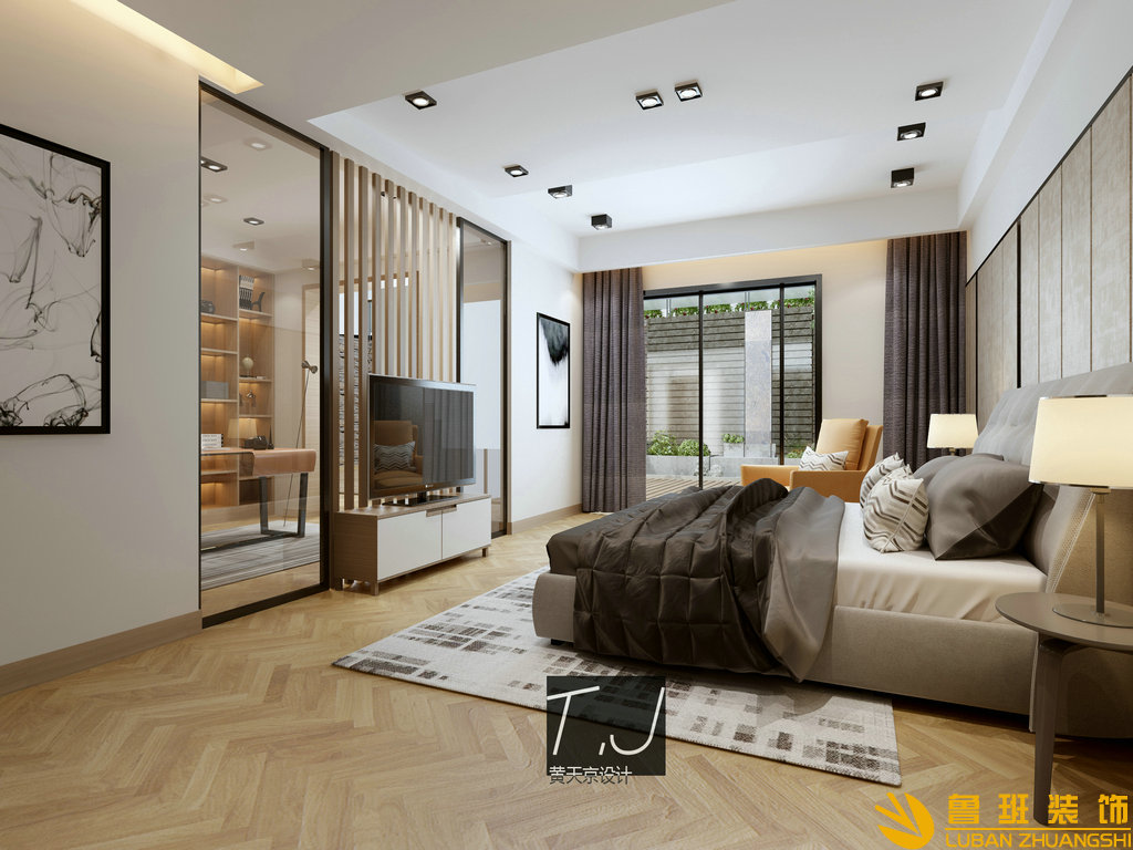 晶藍(lán)半島240平設(shè)計(jì)裝修臥室