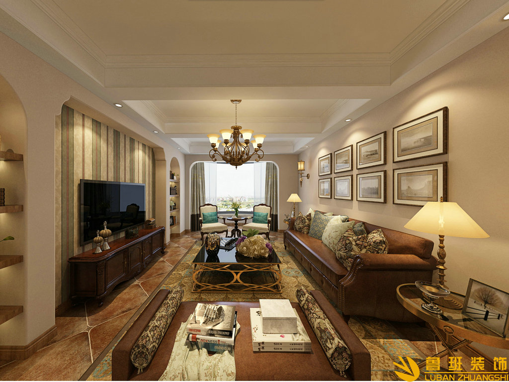 東城疊園210平設計裝修客廳