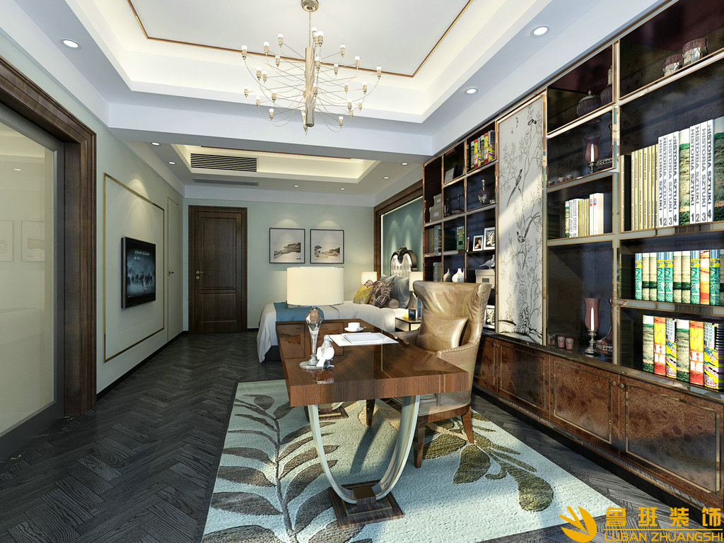 芙蓉西墅500平別墅設(shè)計(jì)裝修書房