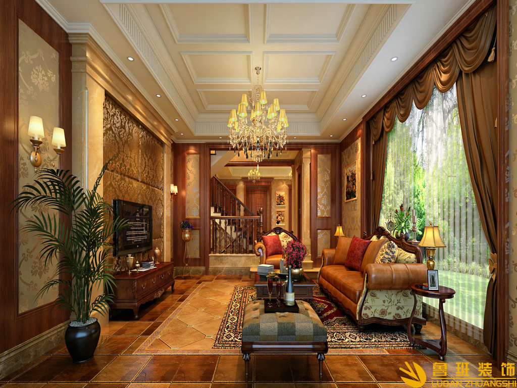 錦繡尚郡300平別墅設計裝修客廳