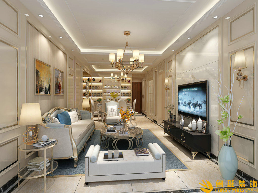 龍湖北城天街110平設(shè)計(jì)裝修客廳