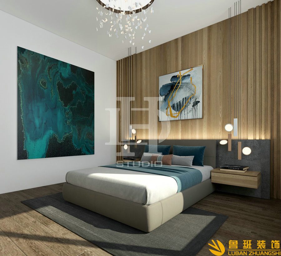 雍景閣280平別墅現(xiàn)代裝修設(shè)計(jì)臥室