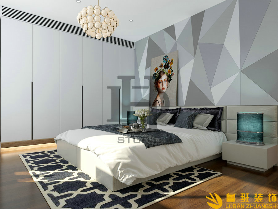 雍景閣280平別墅現(xiàn)代裝修設(shè)計(jì)次臥