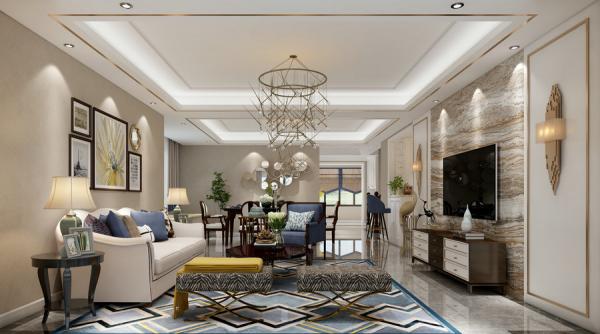 復地雍湖灣360平美式輕奢別墅裝修設計