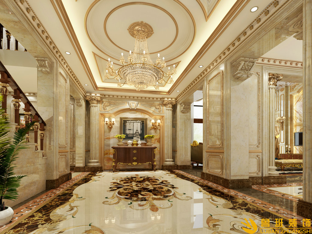 綿陽自建別1200平法式別墅裝修門廳