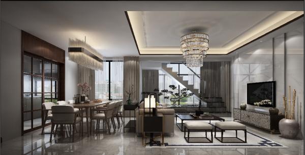 金色莊園240㎡新中式別墅裝修設計