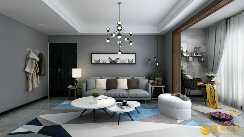 九里晴川125㎡北歐風(fēng)格裝修設(shè)計客廳