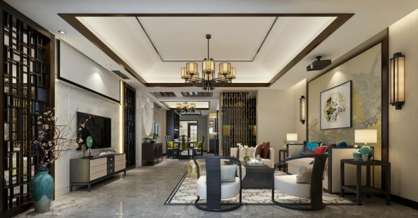 水岸香榭245㎡新中式裝修設(shè)計(jì)