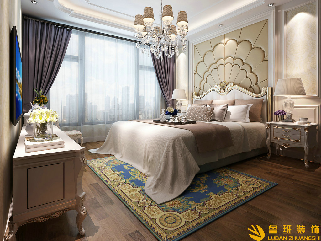 峨眉山與湖500㎡法式別墅設計裝修次臥