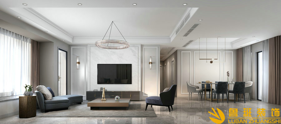 保利198平層145平裝修設計客廳